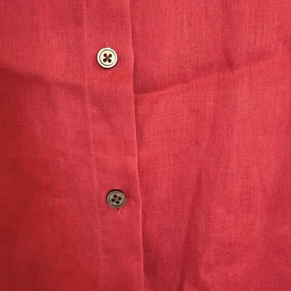 J. Jill Linen Blouse Sz LG Red Long Sleeve Lightweight Preppy Classic Staple EUC - Picture 5 of 13